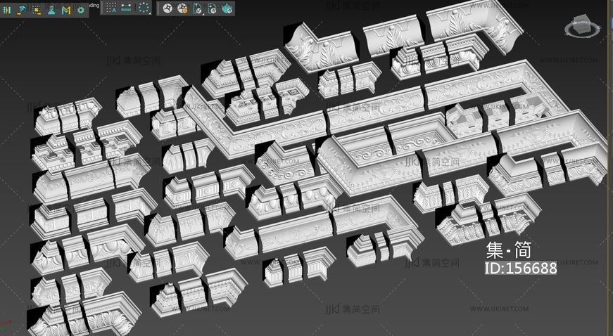 欧式雕花石膏线条角线3d模型