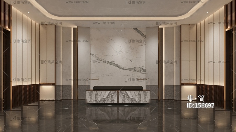现代大厅_酒店接待大厅酒店大堂3D模型