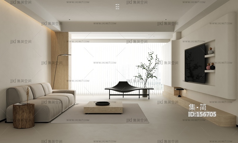 现代客厅，沙发茶几组合