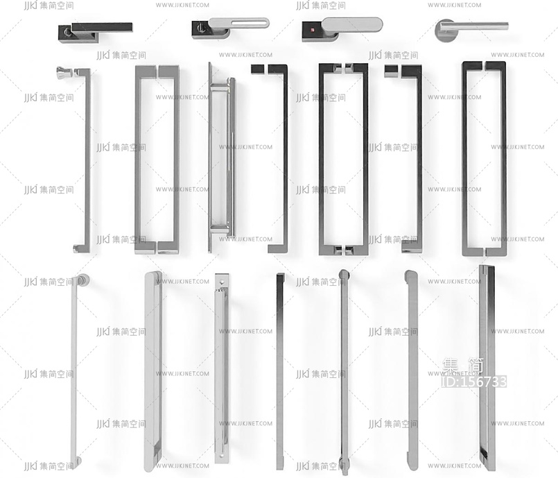现代拉手su模型zip