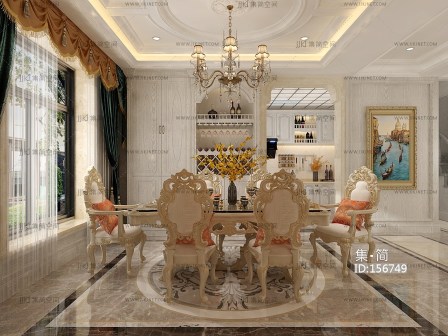 欧式古典餐厅 SU模型