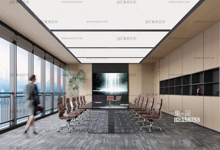 现代会议室_会议室_办公室会议桌椅SU模型