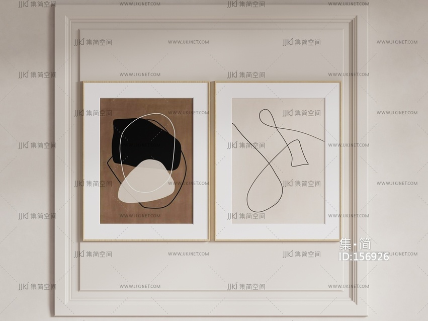 现代装饰画组合 su草图模型