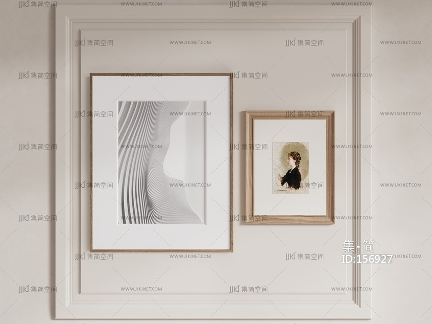 现代装饰画组合 装饰挂画 su草图模型