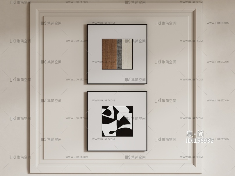 现代装饰画组合 su草图模型