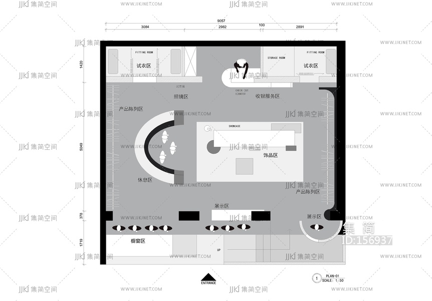服装店平面布置图设计方案cad07