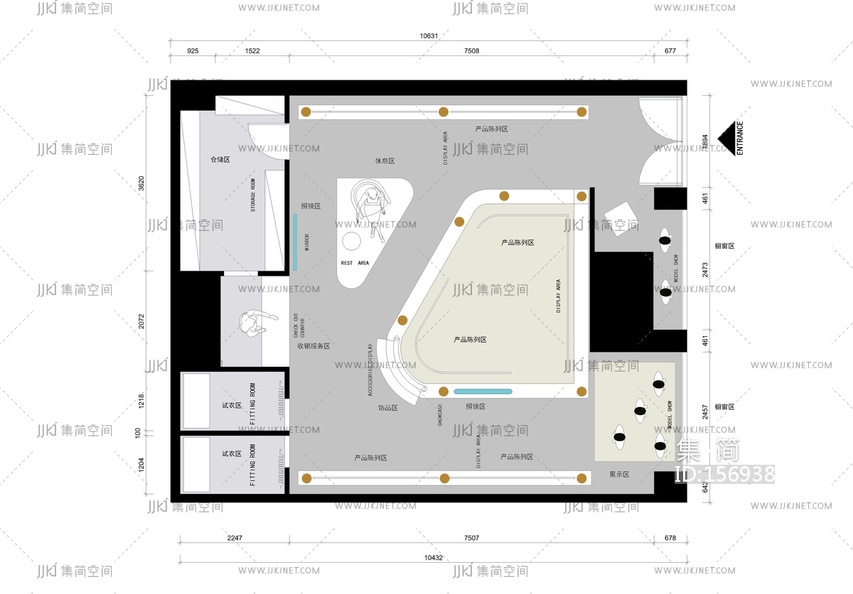 服装店平面布置图设计方案cad09