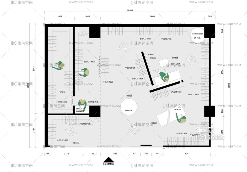 服装店平面布置图设计方案cad10