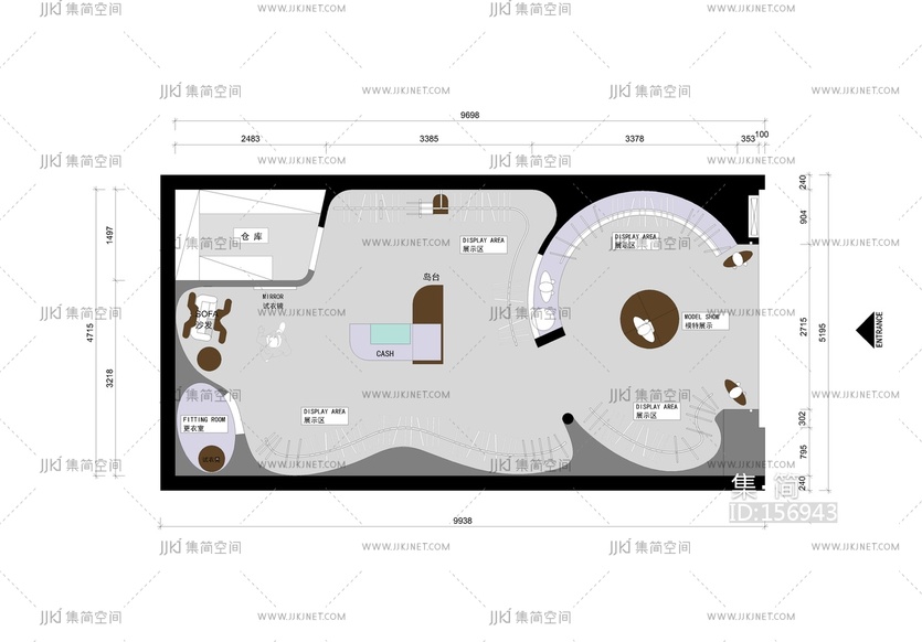 服装店平面布置图设计方案cad