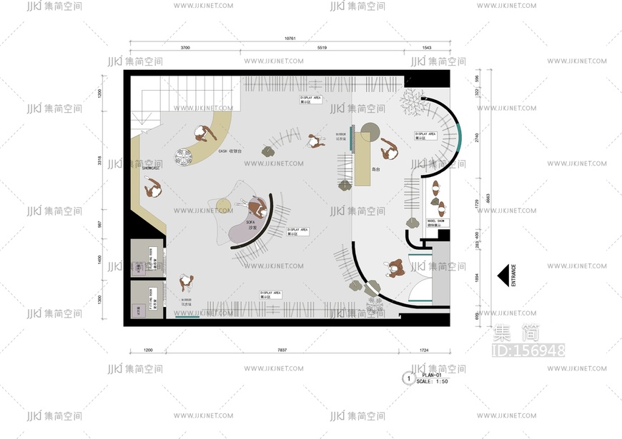 服装店平面布置图设计方案cad