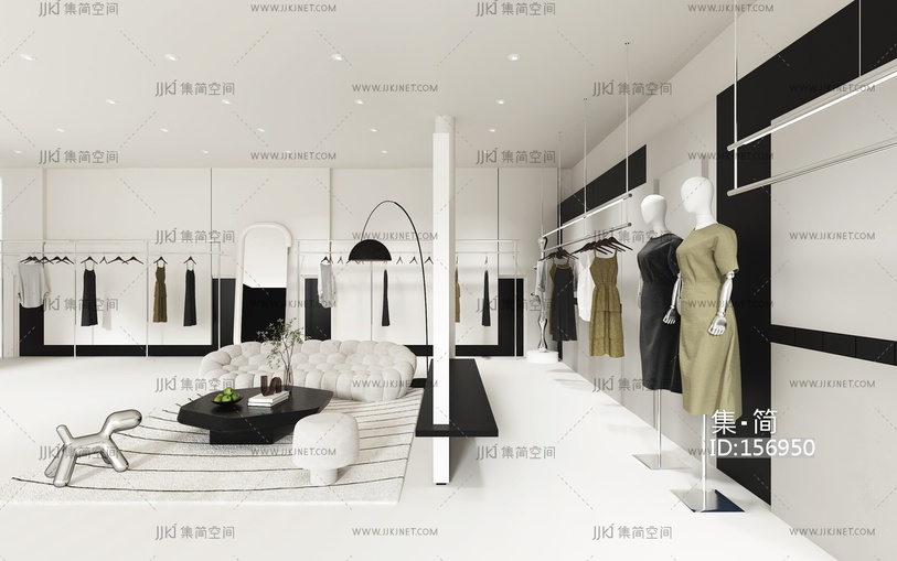 高级感服装店 su草图模型