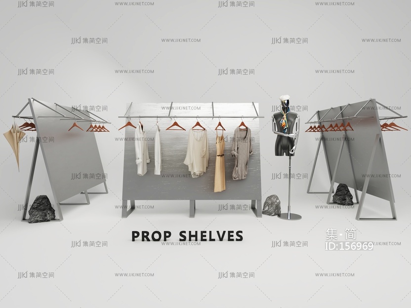 服装店货架挂衣架 3d模型