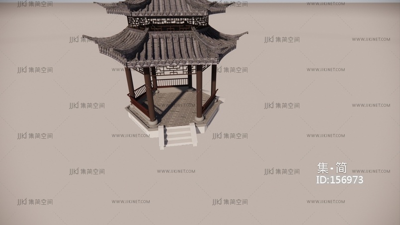 02凉亭 su草图模型