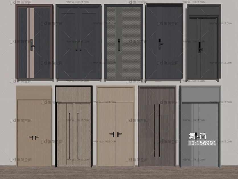 简约现代风格双开门实木门入户门防盗门别墅门