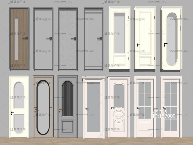 现代简约北欧玻璃单开门浴室门