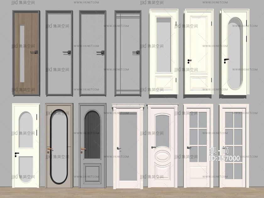 现代简约北欧玻璃单开门浴室门