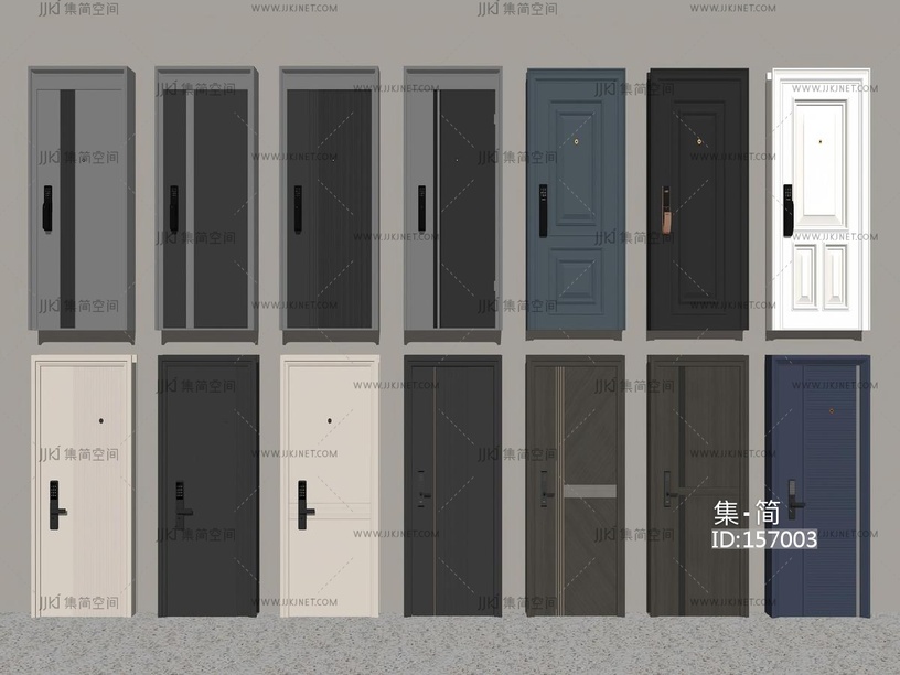 现代轻奢入户门密码门防盗门实木门