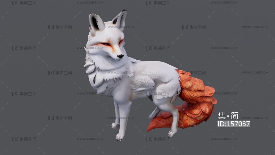 白狐狸装饰摆件