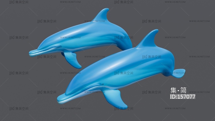 两只蓝色跳跃的海豚