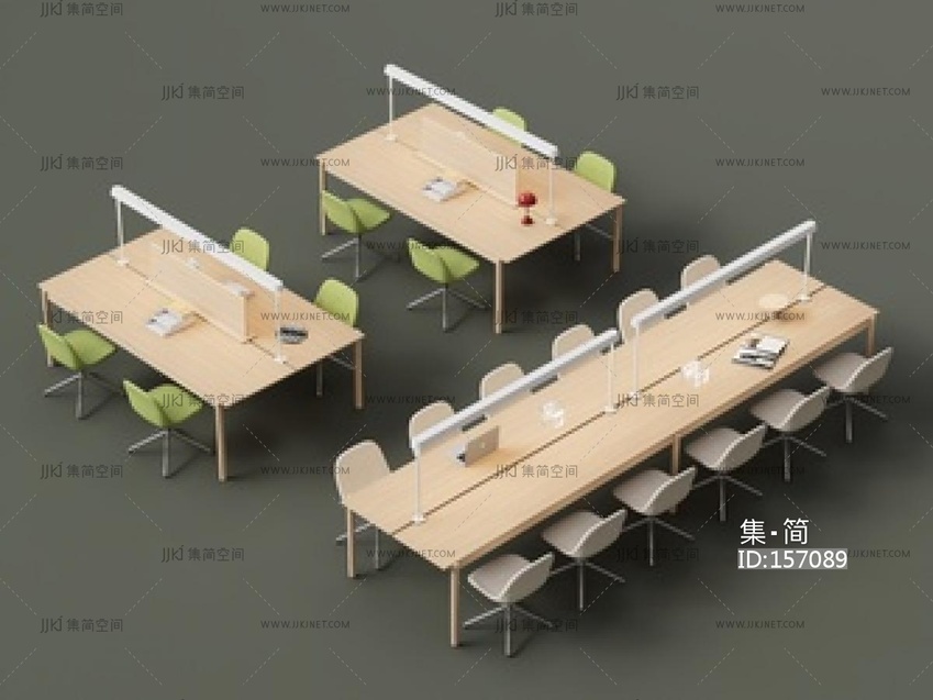 现代简约书桌椅 SU模型