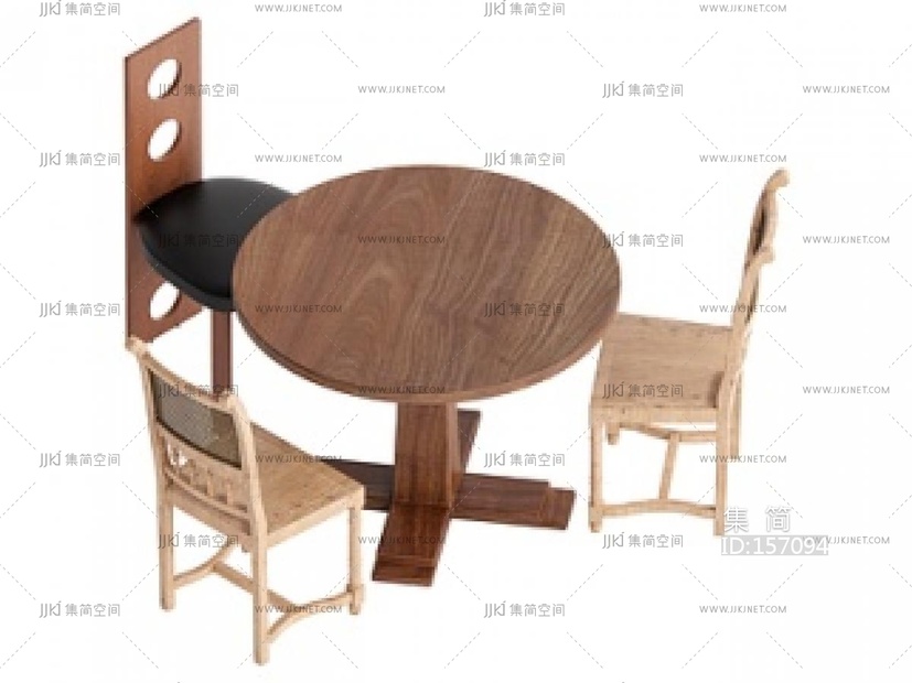 复古中古餐桌椅SU模型