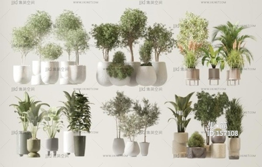 现代绿植，盆栽，盆景SU模型