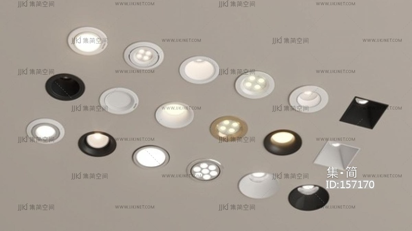 现代筒灯射灯SU模型