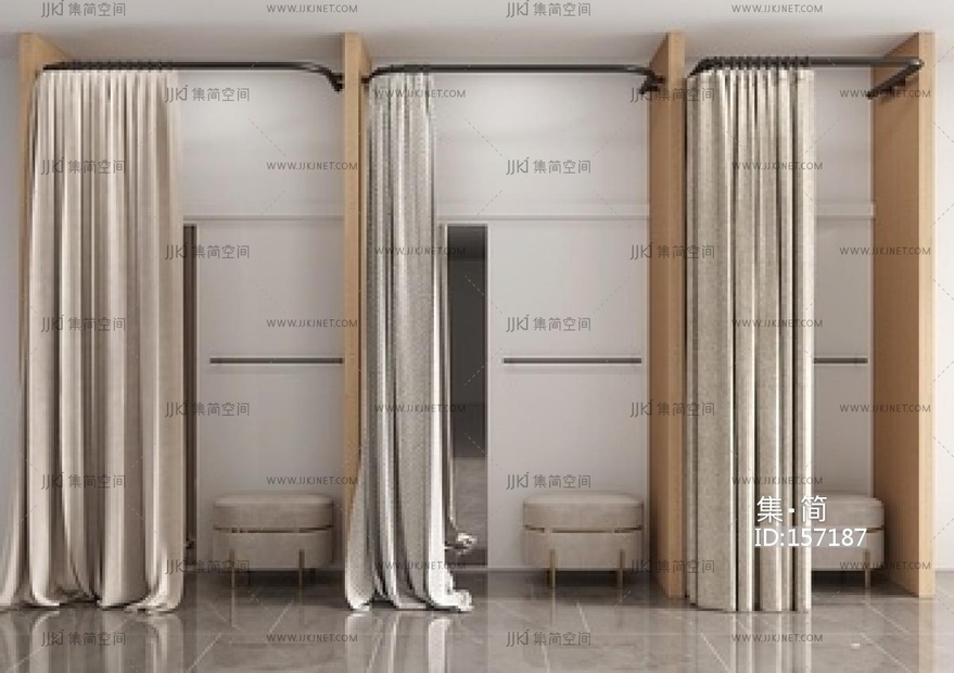 现代服装店 试衣间_SU模型