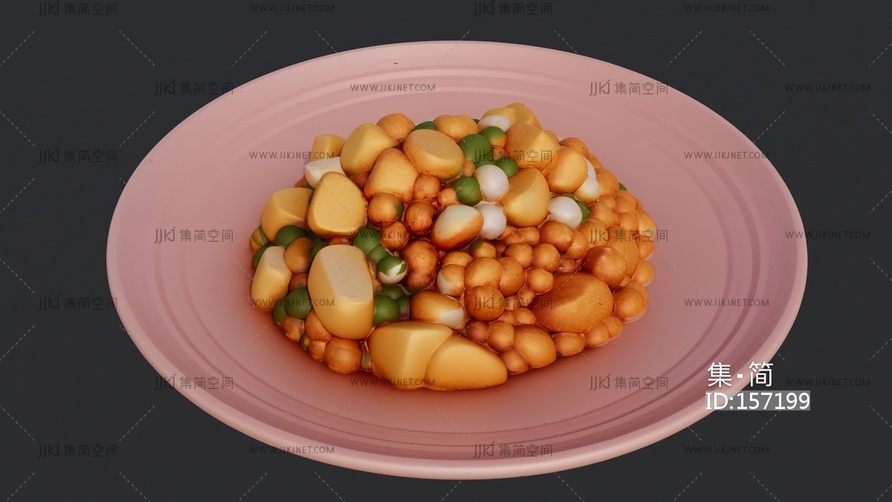 一盘宫保鸡丁菜品 su草图模型