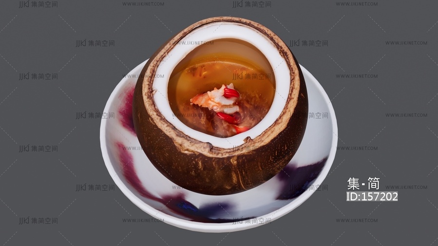 一盘椰子排骨汤 su草图模型