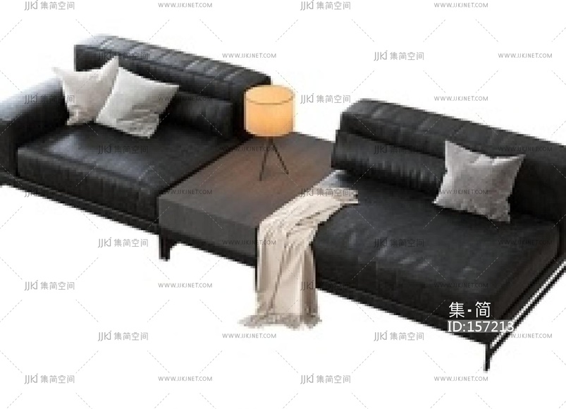 现代双人沙发 皮沙发SU模型