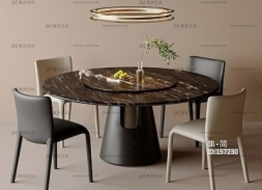 现代简约餐桌椅SU模型
