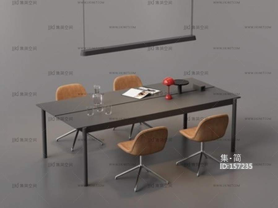 现代工业办公桌椅SU模型