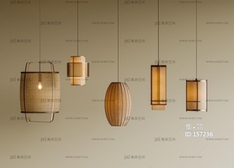 新中式中式吊灯SU模型