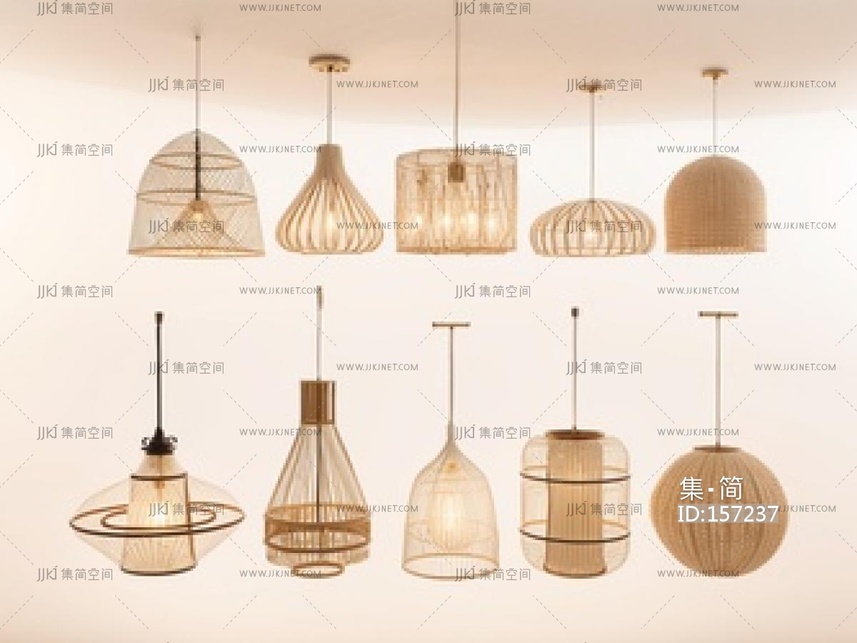 侘寂艺术吊灯 编制镂空_SU模型