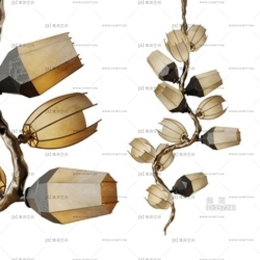 现代轻奢吊灯 金属吊灯 玻璃吊灯_SU模型