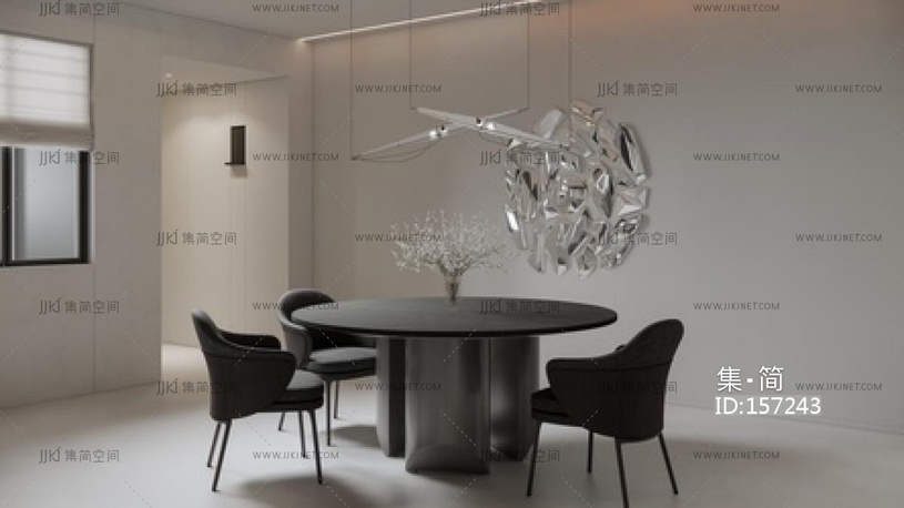 现代简约餐桌 餐厅SU模型