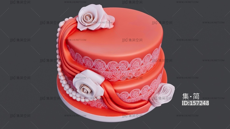 玫瑰花双层蛋糕 su草图模型