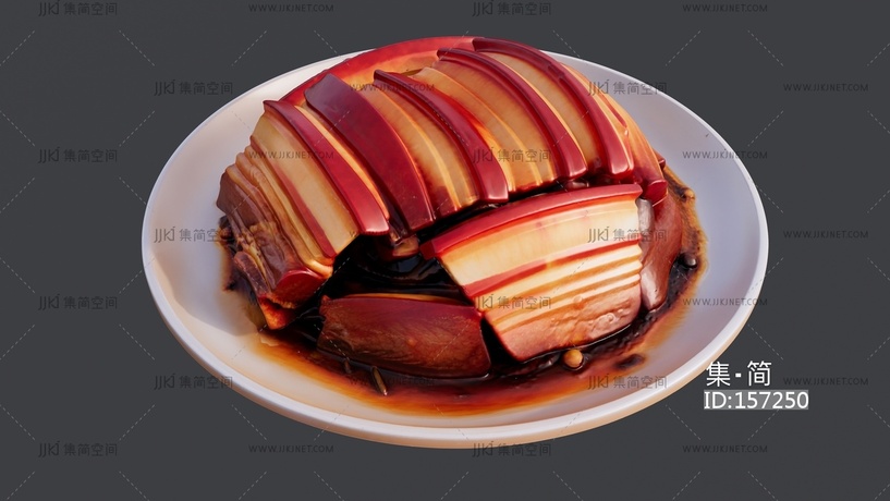 一盘秘制红烧肉 su草图模型