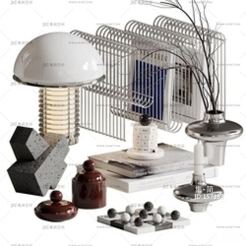 现代中古摆件组合 SU模型