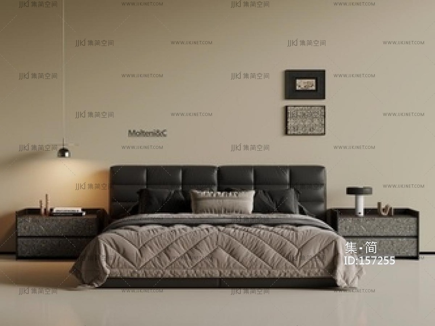 现代意式双人床 SU模型