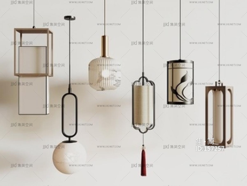 新中式吊灯 SU模型