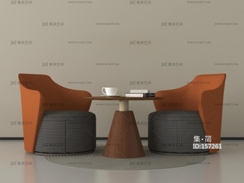现代休闲桌椅_现代洽谈桌椅SU模型