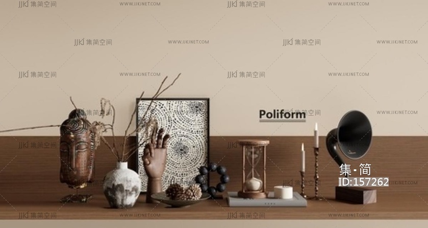 中古摆件组合  饰品摆件SU模型