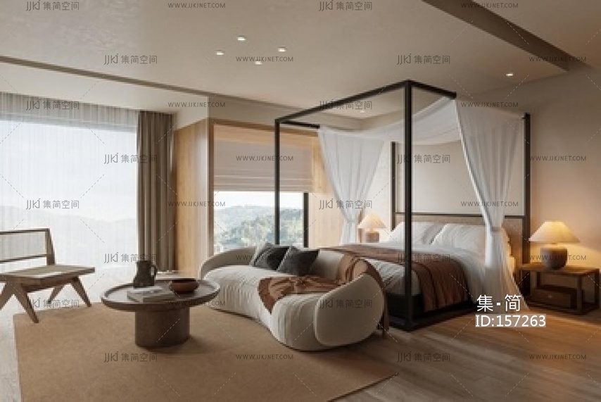 侘寂复古民宿客房SU模型