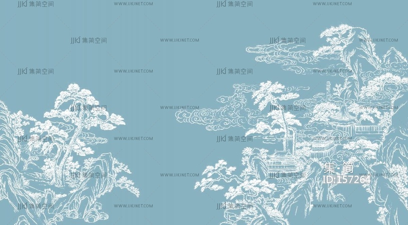 天青色，中式壁画