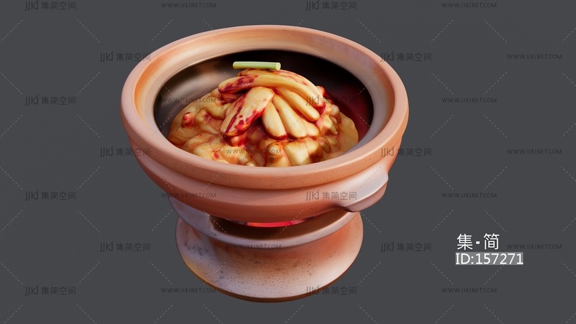 棕色砂锅酥肉 su草图模型