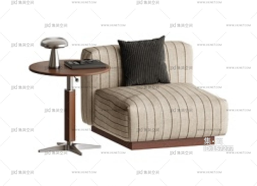 复古奶油沙发边几SU模型