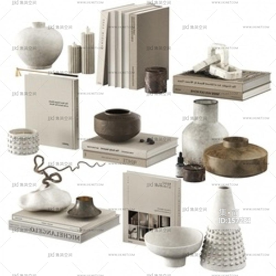 现代奶油摆件组合SU模型