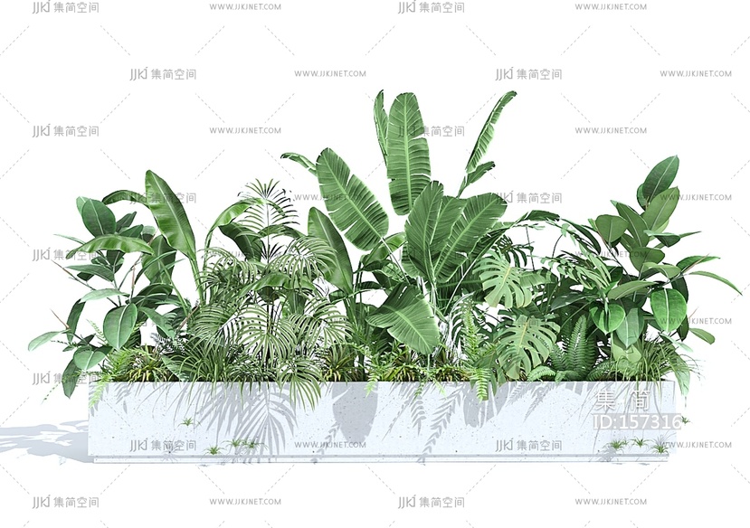 现代盆栽绿植植物花池3D模型